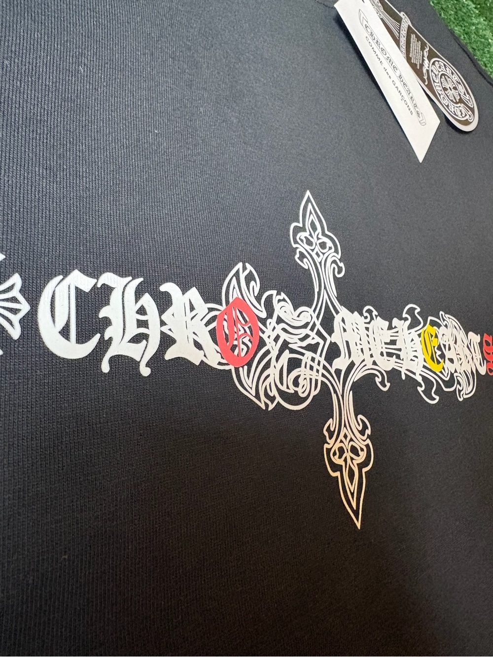 Chrome Hearts Black Short Sleeve Tee with Cross and Floral Motif - Picture 2 of 6